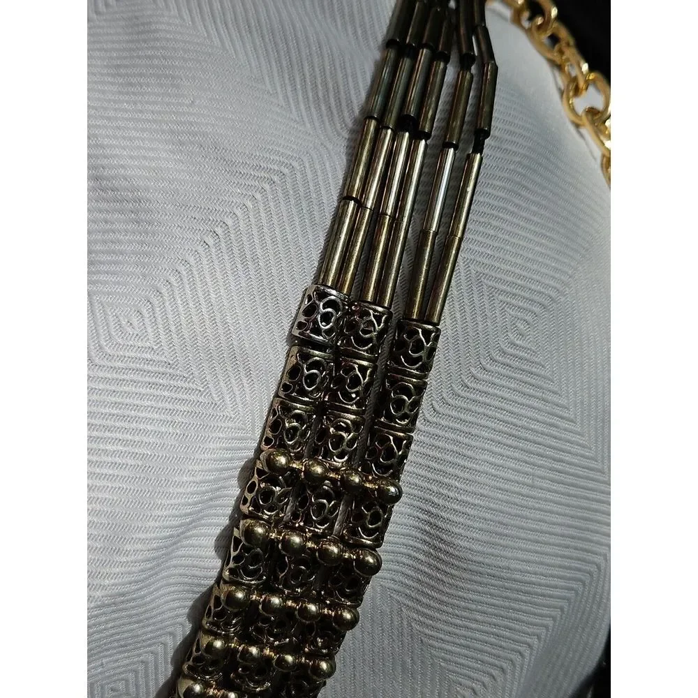 Vintage WIDE LAYERED Chain Belt MODERNIST Runway‎ Brutalist Filigree STEAMPUNK